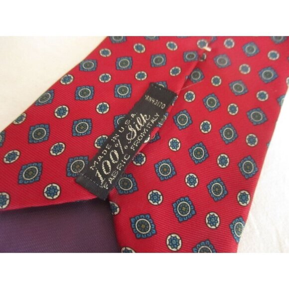 Vintage Mens Silk Neck Tie 3.5” 56" Kuppenheimer Medallion Red - Picture 3 of 5